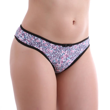 o produto Calcinha tipo Tanga Fio toda estampadinha, modelagem básica ideal para o dia-a-dia; com elástico no tom de cor da estampa. Fundo em algodão...